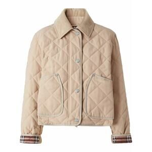 NWOT $1439 BURBERRY Quilted Country Jacket Cropped Long-Sleeve Zip Snap Neutral